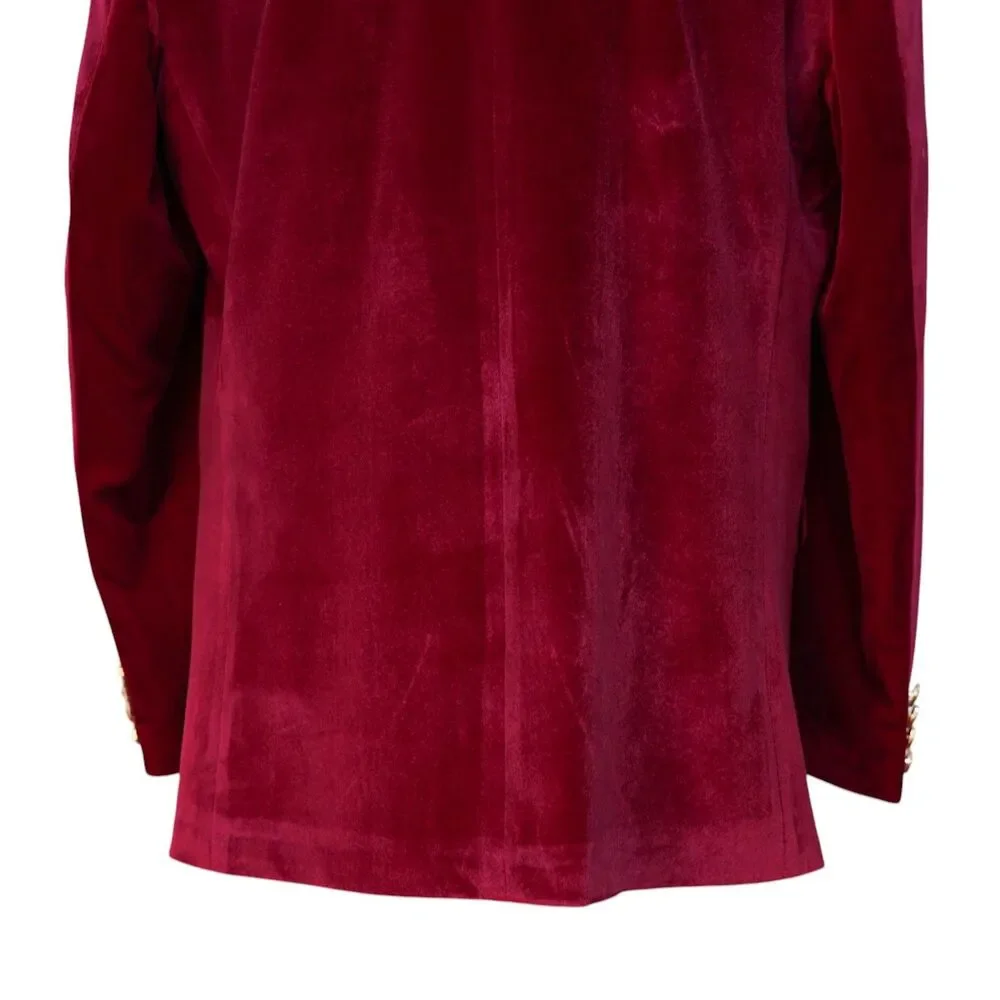 Mens 42R Burgundy Velvet Blazer Hand Embroidered Gold Paisley Tuxedo Suit Jacket